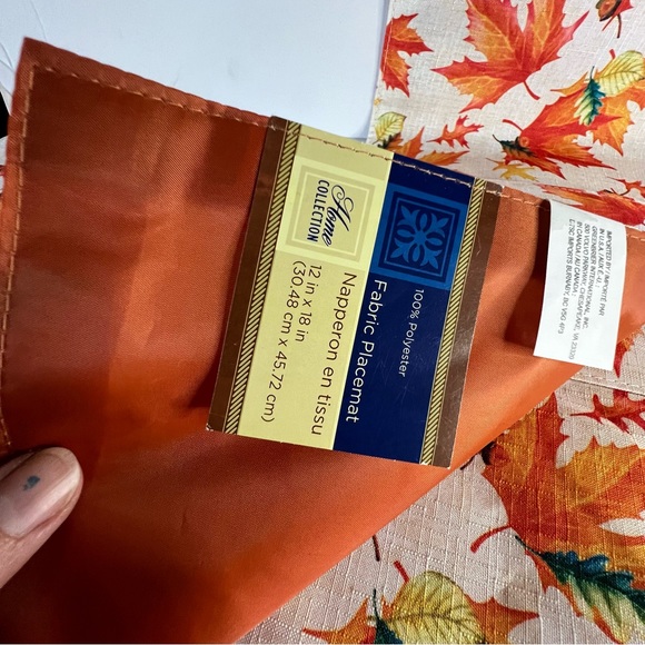 Home Collection Set of 4 Autumn Leaves Fabric Placemats 12” by 18” Falling Leave - Picture 7 of 8